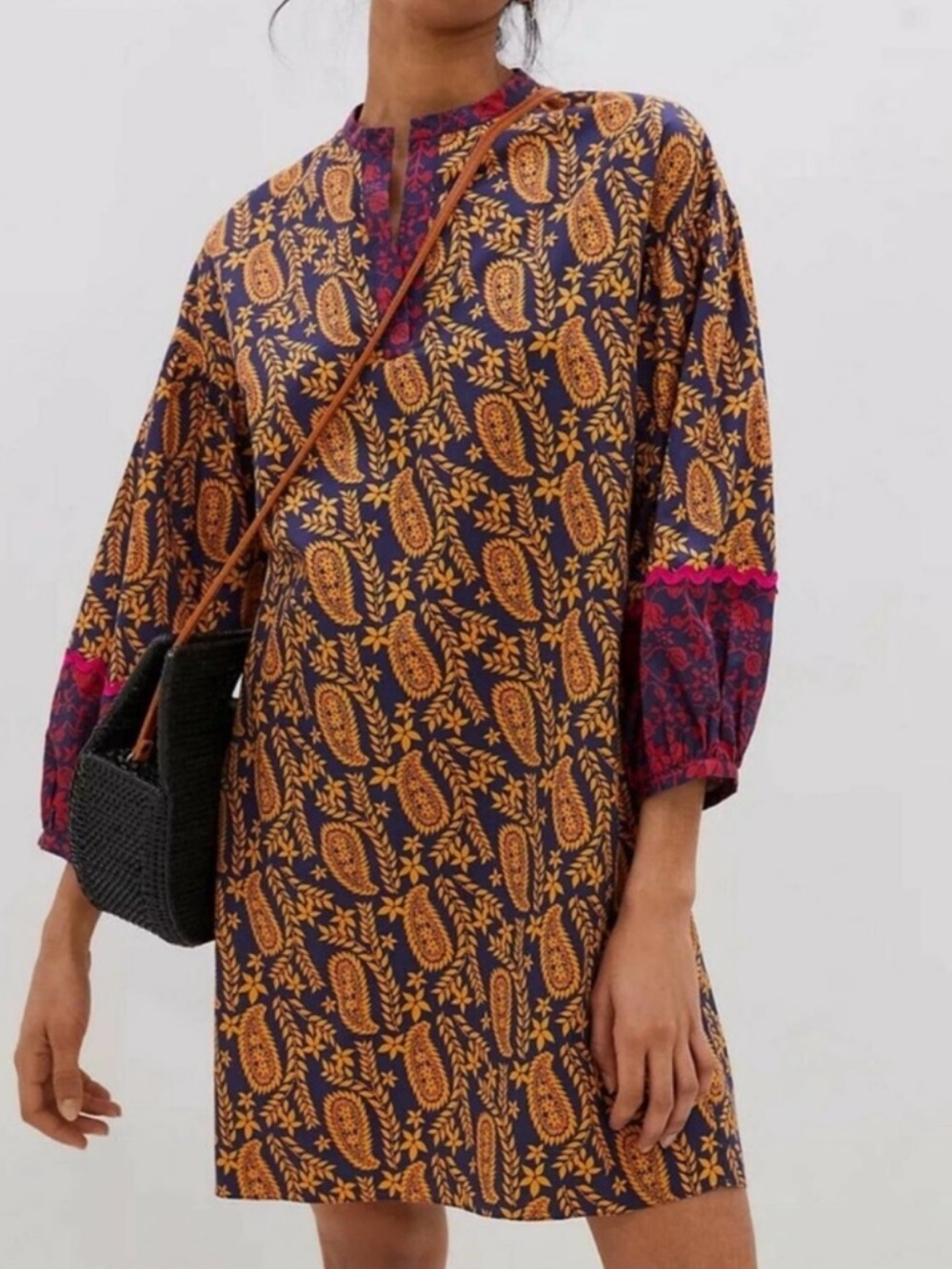Sachin & Babi x Anthropologie Celestine 3/4 Sleeve Tunic Shift Mini Dress Size M